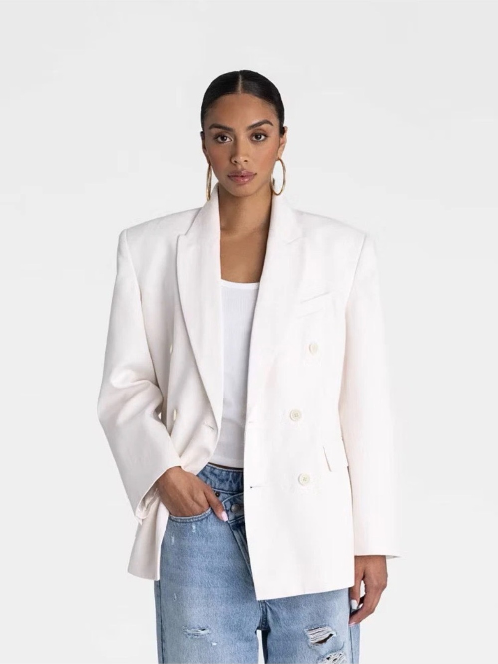 KBB by KAHLANA Women's 'The David Blazer' Cream